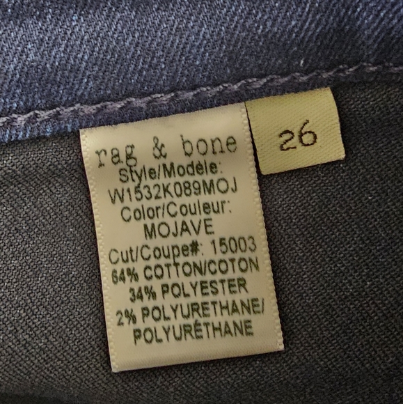 Rag & Bone High Rise 10 Inch Skinny Distressed Dark Blue Jeans 26 Preowned - Picture 9 of 9
